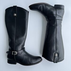 $348 Frye Melissa Button Inside Zip Leather Tall Boots Black Women's Size US 6.5